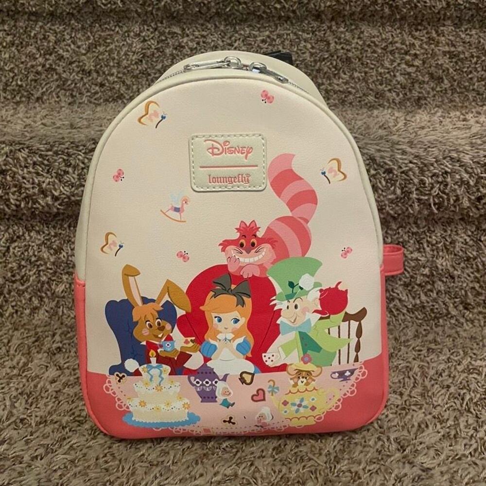 Disney Loungefly Alice in Wonderland Tea Party Mini Backpack Cheshire Cat NWT